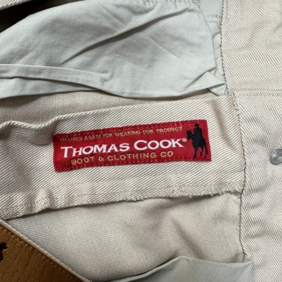 Thomas Cook Pants Mens 38 Tan Beige Western Designer Straight Casual Chino - Picture 9 of 11